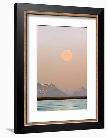 Arctic, Svalbard, Longsfjorden. Moonrise Rises Through Dust at Midnight-David Slater-Framed Photographic Print