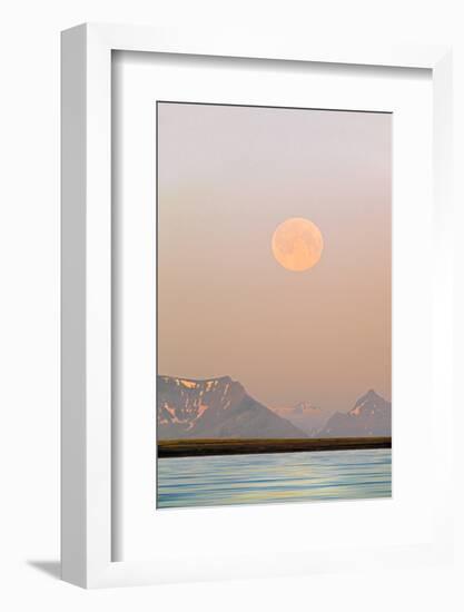 Arctic, Svalbard, Longsfjorden. Moonrise Rises Through Dust at Midnight-David Slater-Framed Photographic Print