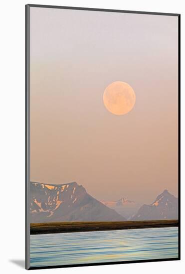 Arctic, Svalbard, Longsfjorden. Moonrise Rises Through Dust at Midnight-David Slater-Mounted Photographic Print