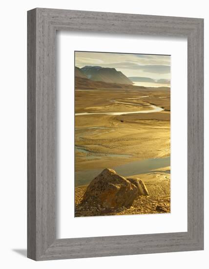 Arctic, Svalbard. Veteran Glacier at Maximum Retreat Produces a Huge Outwash Delta in Summer-David Slater-Framed Photographic Print