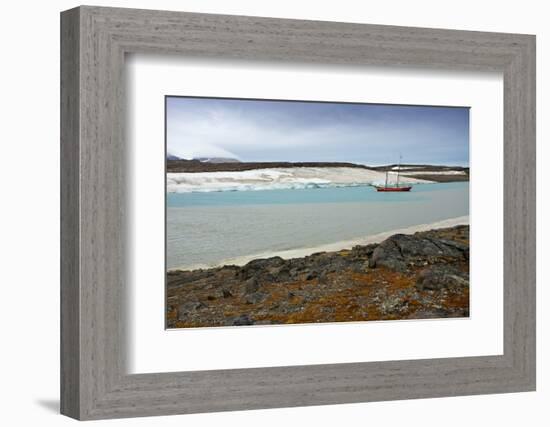 Arctic, Svalbard, Wilhelmoya. a Schooner Anchors in a Remote Fjord on the East Coast of Spitsbergen-David Slater-Framed Photographic Print