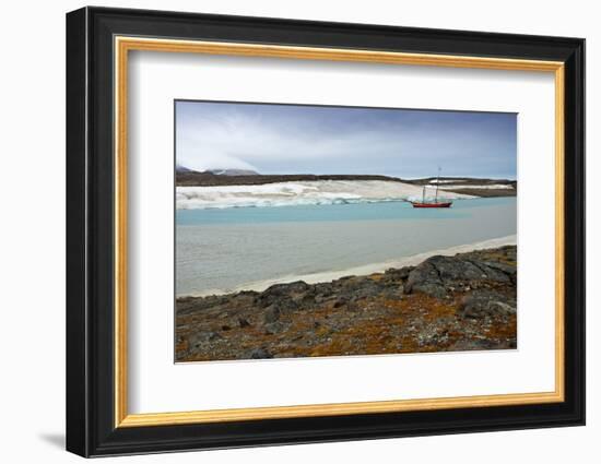 Arctic, Svalbard, Wilhelmoya. a Schooner Anchors in a Remote Fjord on the East Coast of Spitsbergen-David Slater-Framed Photographic Print