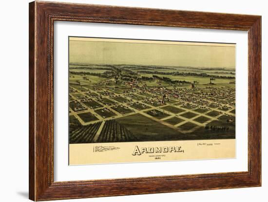 Ardmore, Oklahoma - Panoramic Map - Ardmore, OK-Lantern Press-Framed Art Print