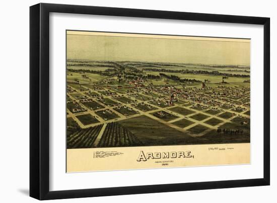 Ardmore, Oklahoma - Panoramic Map - Ardmore, OK-Lantern Press-Framed Art Print