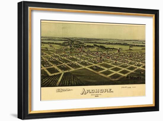 Ardmore, Oklahoma - Panoramic Map - Ardmore, OK-Lantern Press-Framed Art Print