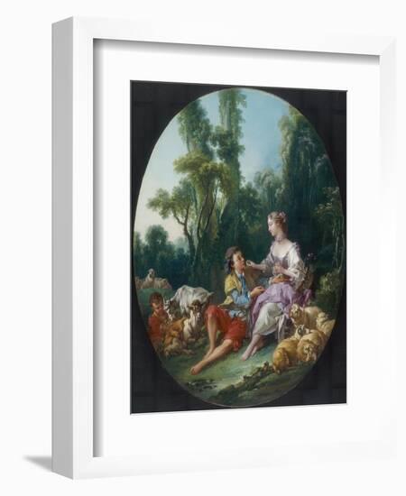 Are They Thinking About the Grape?, 1747-Francois Boucher-Framed Premium Giclee Print