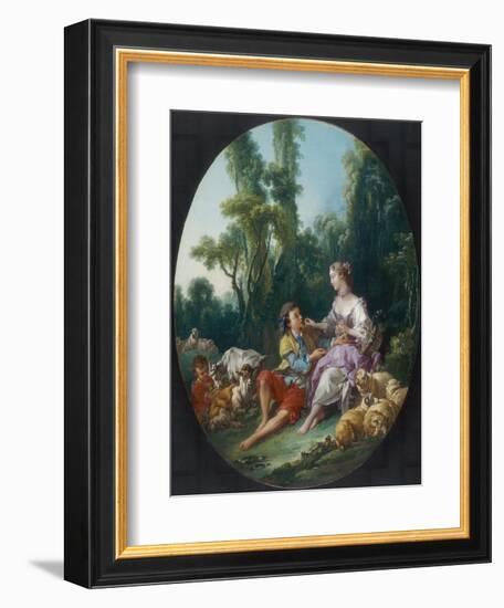 Are They Thinking About the Grape?, 1747-Francois Boucher-Framed Premium Giclee Print