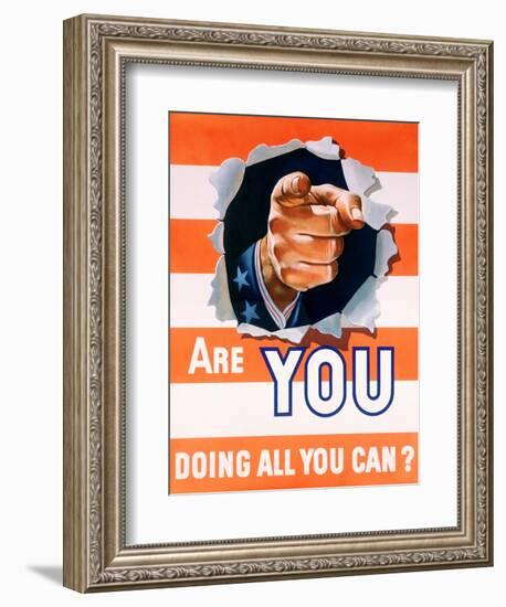 Are You Doing All You Can? World War II Poster-null-Framed Giclee Print