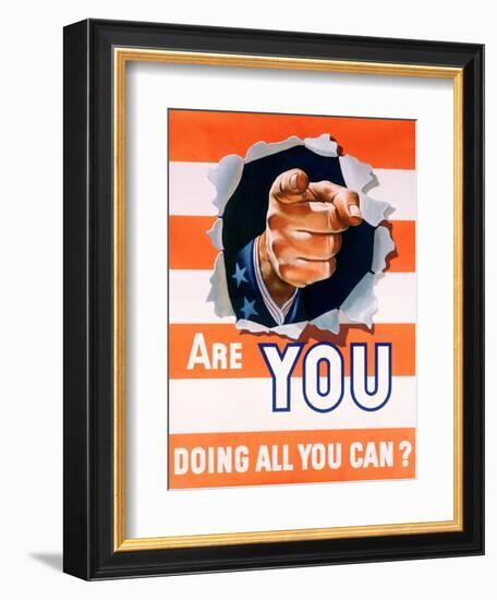 Are You Doing All You Can? World War II Poster-null-Framed Giclee Print
