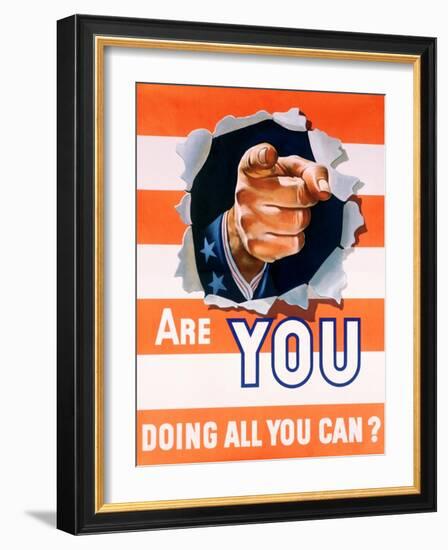 Are You Doing All You Can? World War II Poster-null-Framed Giclee Print