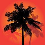 A Trio of Tropical Coconut Palm Tree Silhouettes Illustration in Vector Format.-ARENA Creative-Art Print