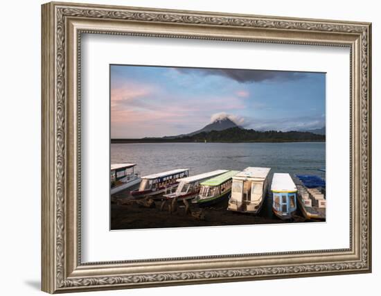 Arenal Volcano and Arenal Lake at sunset, near La Fortuna, Alajuela Province, Costa Rica-Matthew Williams-Ellis-Framed Photographic Print