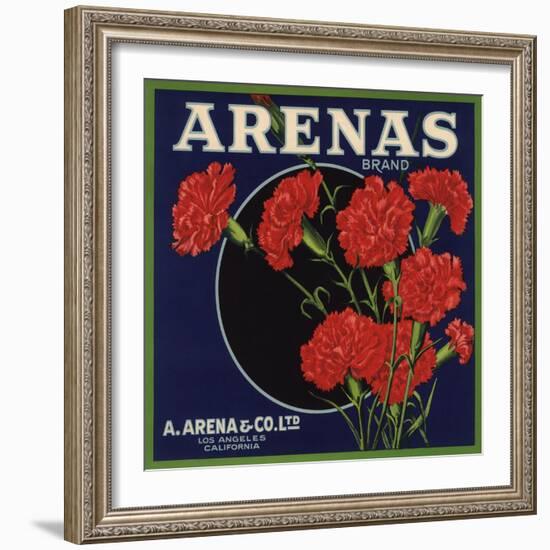 Arenas Brand - Los Angeles, California - Citrus Crate Label-Lantern Press-Framed Art Print