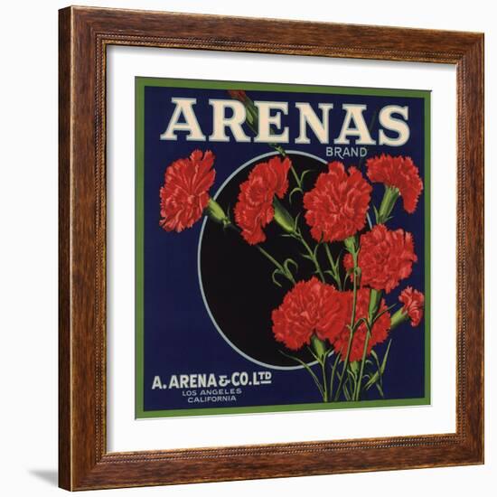 Arenas Brand - Los Angeles, California - Citrus Crate Label-Lantern Press-Framed Art Print