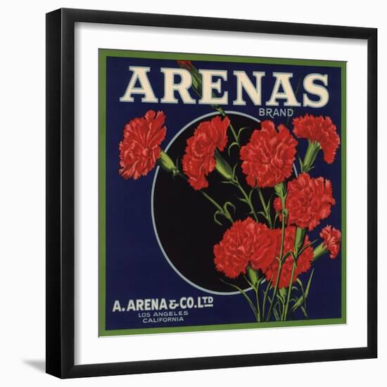 Arenas Brand - Los Angeles, California - Citrus Crate Label-Lantern Press-Framed Art Print