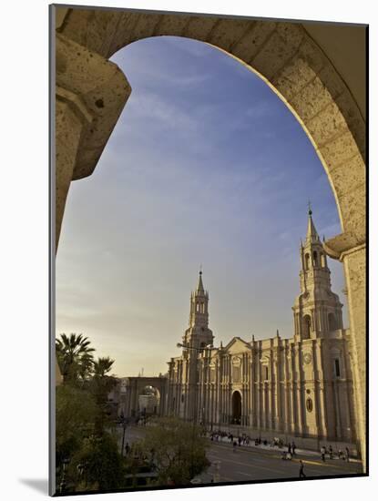 Arequipa Cathedral at Sunset on Plaza De Armas, Arequipa, UNESCO World Heritage Site, Peru, South A-Simon Montgomery-Mounted Photographic Print