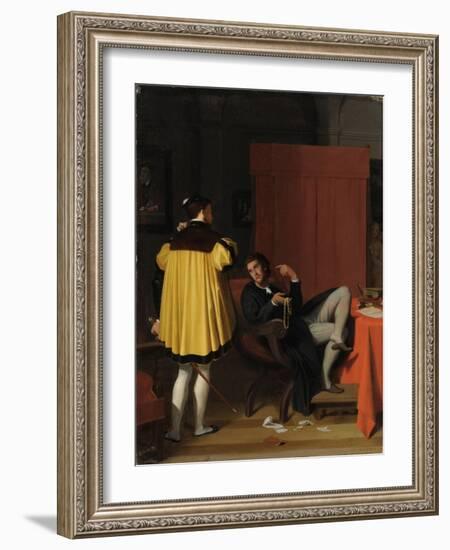 Aretino and the Envoy of Charles V-Jean-Auguste-Dominique Ingres-Framed Giclee Print