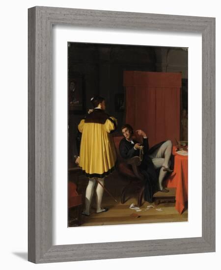 Aretino and the Envoy of Charles V-Jean-Auguste-Dominique Ingres-Framed Giclee Print