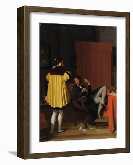 Aretino and the Envoy of Charles V-Jean-Auguste-Dominique Ingres-Framed Giclee Print