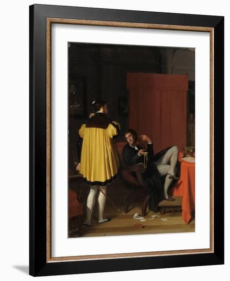 Aretino and the Envoy of Charles V-Jean-Auguste-Dominique Ingres-Framed Giclee Print