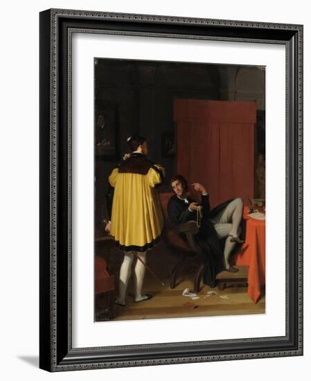 Aretino and the Envoy of Charles V-Jean-Auguste-Dominique Ingres-Framed Giclee Print