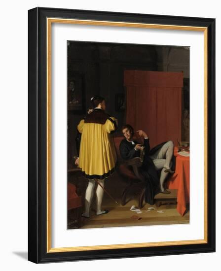 Aretino and the Envoy of Charles V-Jean-Auguste-Dominique Ingres-Framed Giclee Print