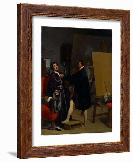 Aretino in the Studio of Tintoretto, 1848-Jean Auguste Dominique Ingres-Framed Giclee Print