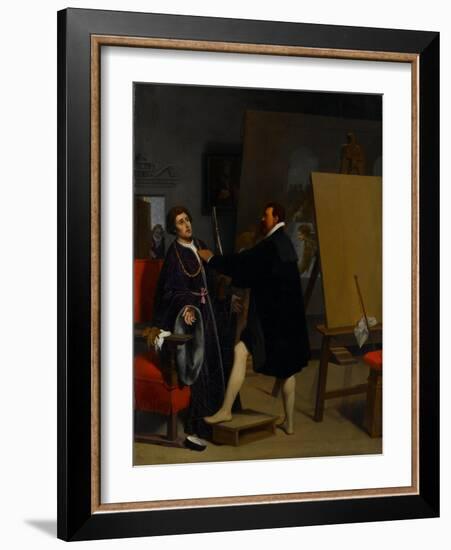 Aretino in the Studio of Tintoretto, 1848-Jean Auguste Dominique Ingres-Framed Giclee Print