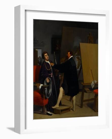 Aretino in the Studio of Tintoretto, 1848-Jean Auguste Dominique Ingres-Framed Giclee Print