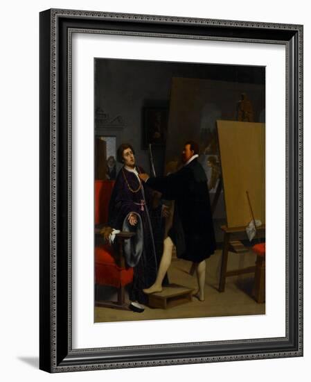 Aretino in the Studio of Tintoretto, 1848-Jean Auguste Dominique Ingres-Framed Giclee Print