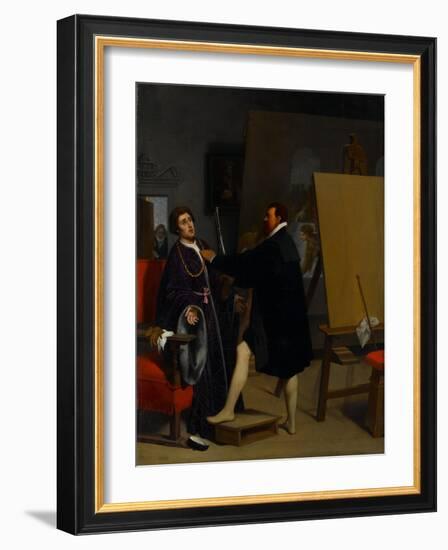 Aretino in the Studio of Tintoretto, 1848-Jean Auguste Dominique Ingres-Framed Giclee Print