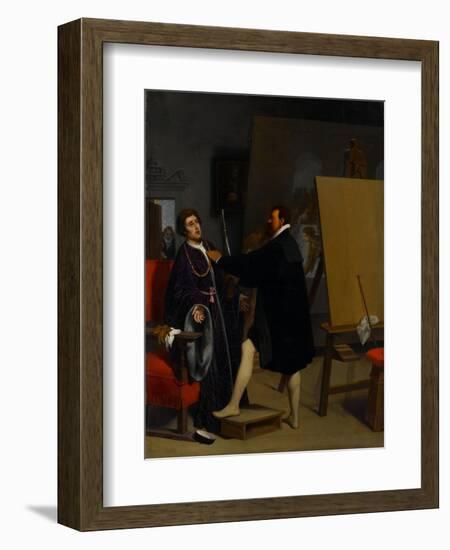 Aretino in the Studio of Tintoretto, 1848-Jean Auguste Dominique Ingres-Framed Premium Giclee Print