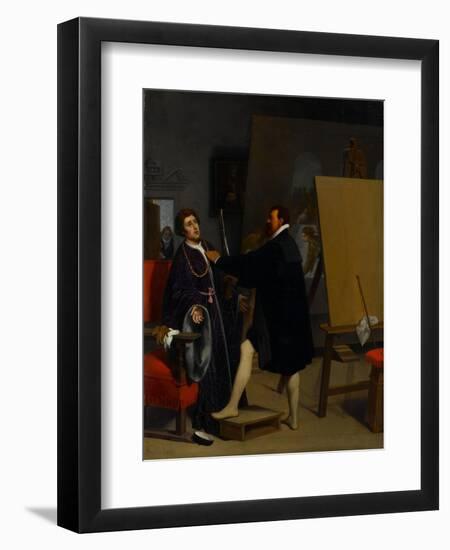 Aretino in the Studio of Tintoretto, 1848-Jean Auguste Dominique Ingres-Framed Premium Giclee Print