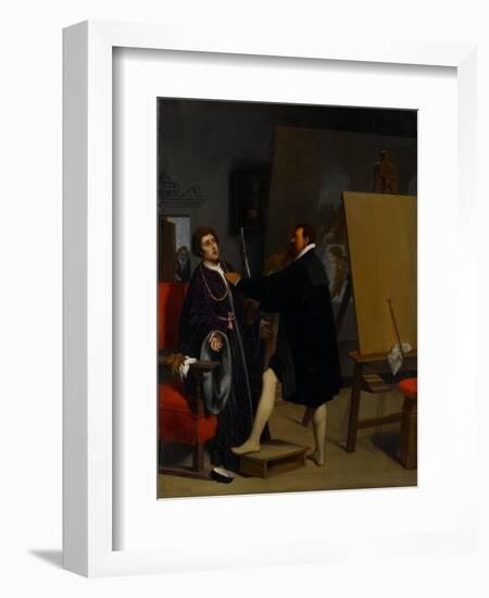 Aretino in the Studio of Tintoretto, 1848-Jean Auguste Dominique Ingres-Framed Premium Giclee Print