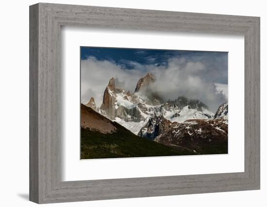 Argentina, black and white of Cerro Poincenot and Fitzroy mountains, Los Glaciares National Park-Howie Garber-Framed Photographic Print