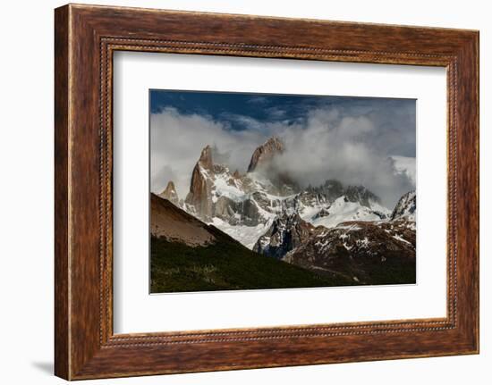 Argentina, black and white of Cerro Poincenot and Fitzroy mountains, Los Glaciares National Park-Howie Garber-Framed Photographic Print