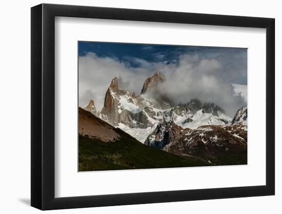 Argentina, black and white of Cerro Poincenot and Fitzroy mountains, Los Glaciares National Park-Howie Garber-Framed Photographic Print