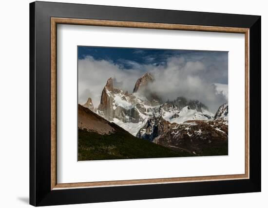 Argentina, black and white of Cerro Poincenot and Fitzroy mountains, Los Glaciares National Park-Howie Garber-Framed Photographic Print