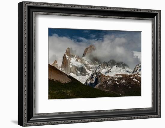 Argentina, black and white of Cerro Poincenot and Fitzroy mountains, Los Glaciares National Park-Howie Garber-Framed Photographic Print