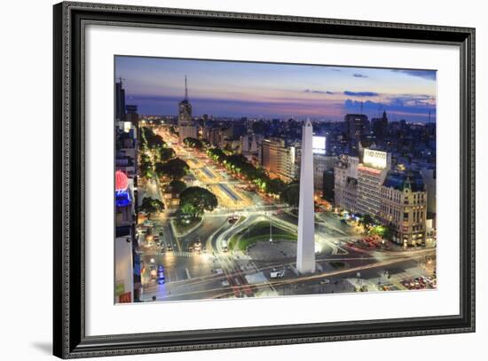 Argentina, Buenos Aires, Avenida 9 De Julio and Obelisk-Michele Falzone-Framed Photographic Print