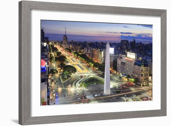 Argentina, Buenos Aires, Avenida 9 De Julio and Obelisk-Michele Falzone-Framed Photographic Print