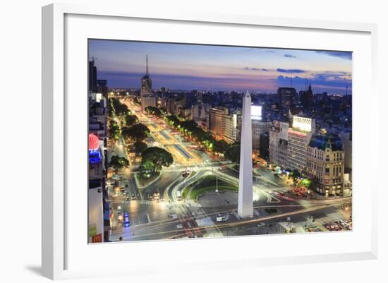 Argentina, Buenos Aires, Avenida 9 De Julio and Obelisk-Michele Falzone-Framed Photographic Print