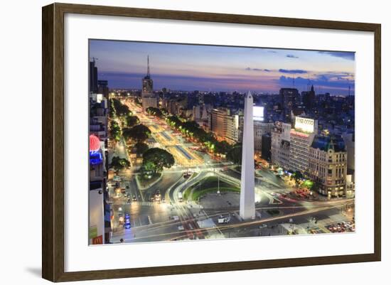 Argentina, Buenos Aires, Avenida 9 De Julio and Obelisk-Michele Falzone-Framed Photographic Print