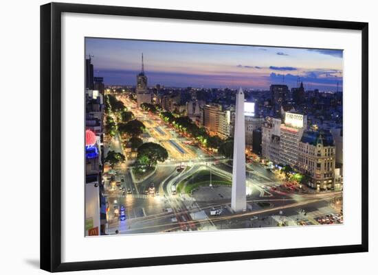 Argentina, Buenos Aires, Avenida 9 De Julio and Obelisk-Michele Falzone-Framed Photographic Print