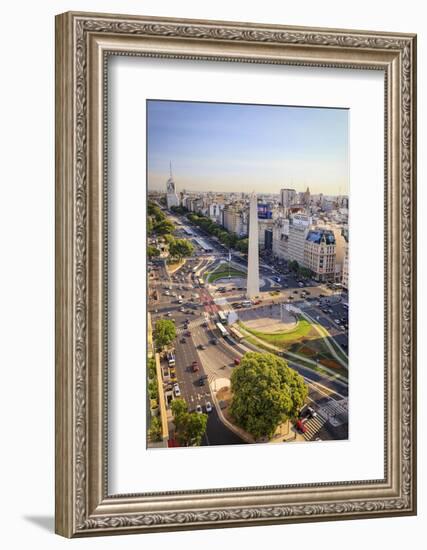 Argentina, Buenos Aires, Avenida 9 De Julio and Obelisk-Michele Falzone-Framed Photographic Print