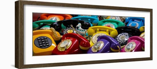 Argentina, Buenos Aires. San Telmo Market, aka Mercado San Telmo. Colorful vintage telephones.-Cindy Miller Hopkins-Framed Photographic Print