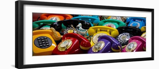 Argentina, Buenos Aires. San Telmo Market, aka Mercado San Telmo. Colorful vintage telephones.-Cindy Miller Hopkins-Framed Photographic Print