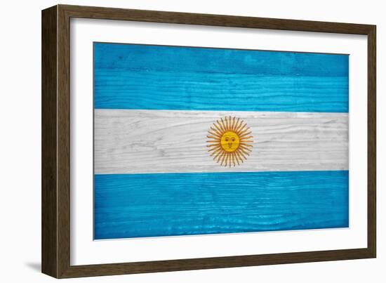 Argentina Flag Design with Wood Patterning - Flags of the World Series-Philippe Hugonnard-Framed Art Print