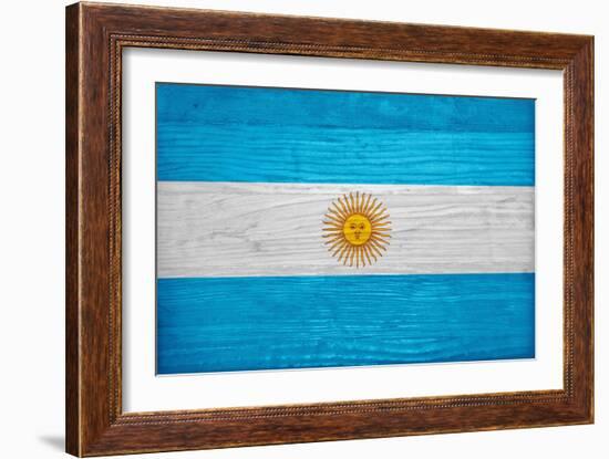 Argentina Flag Design with Wood Patterning - Flags of the World Series-Philippe Hugonnard-Framed Art Print