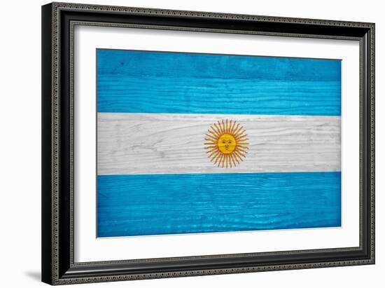 Argentina Flag Design with Wood Patterning - Flags of the World Series-Philippe Hugonnard-Framed Art Print